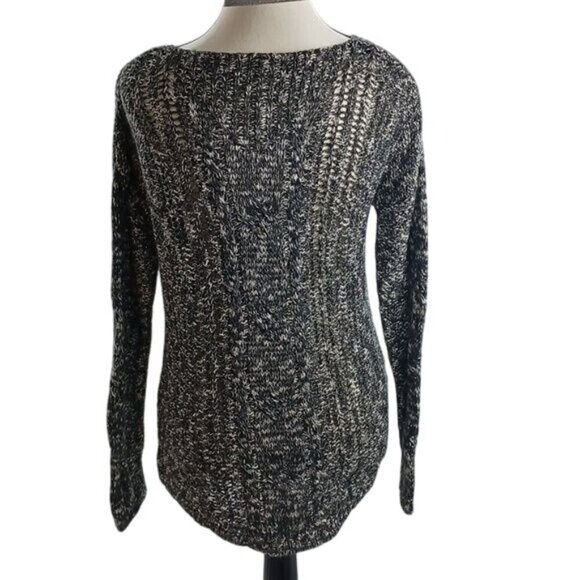 Mudd Womens M Black White Marled Knit Sweater Long Sleeve Pullover Casual Top - Picture 5 of 8